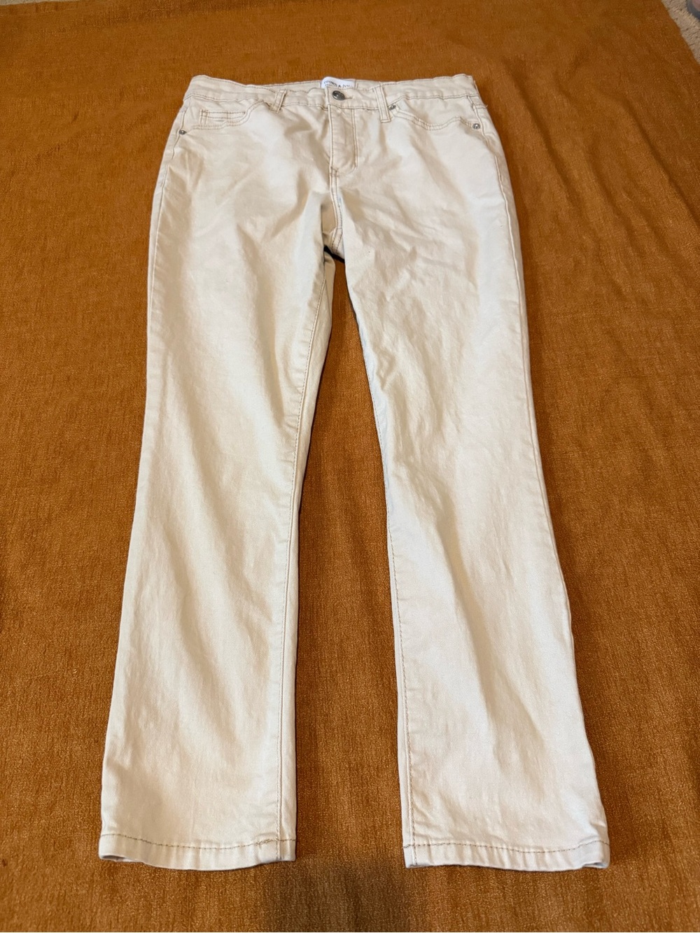 crown & ivy cream high rise skinny crop jeans size 8